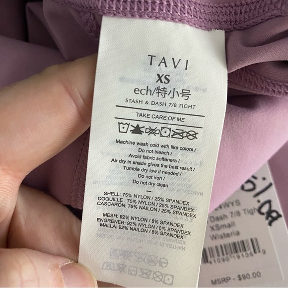 NEW Tavi Stash & Dash 7/8 Tights Leggings XS Wisteria C07024WYS NWT - Picture 9 of 10